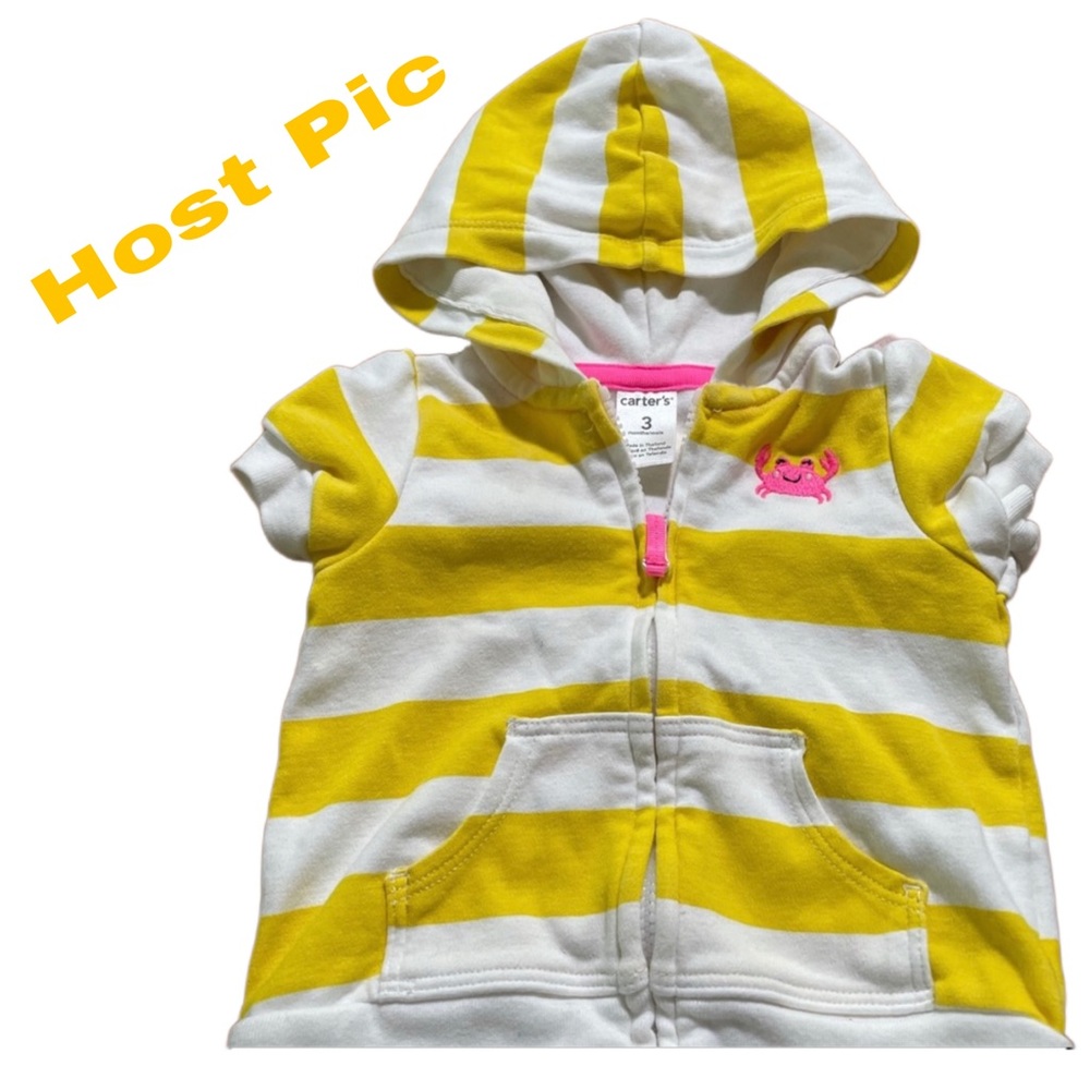 ✨3 for $15✨ Carters Yellow Stripe Zip Up Baby Size 3 months💛🔥
